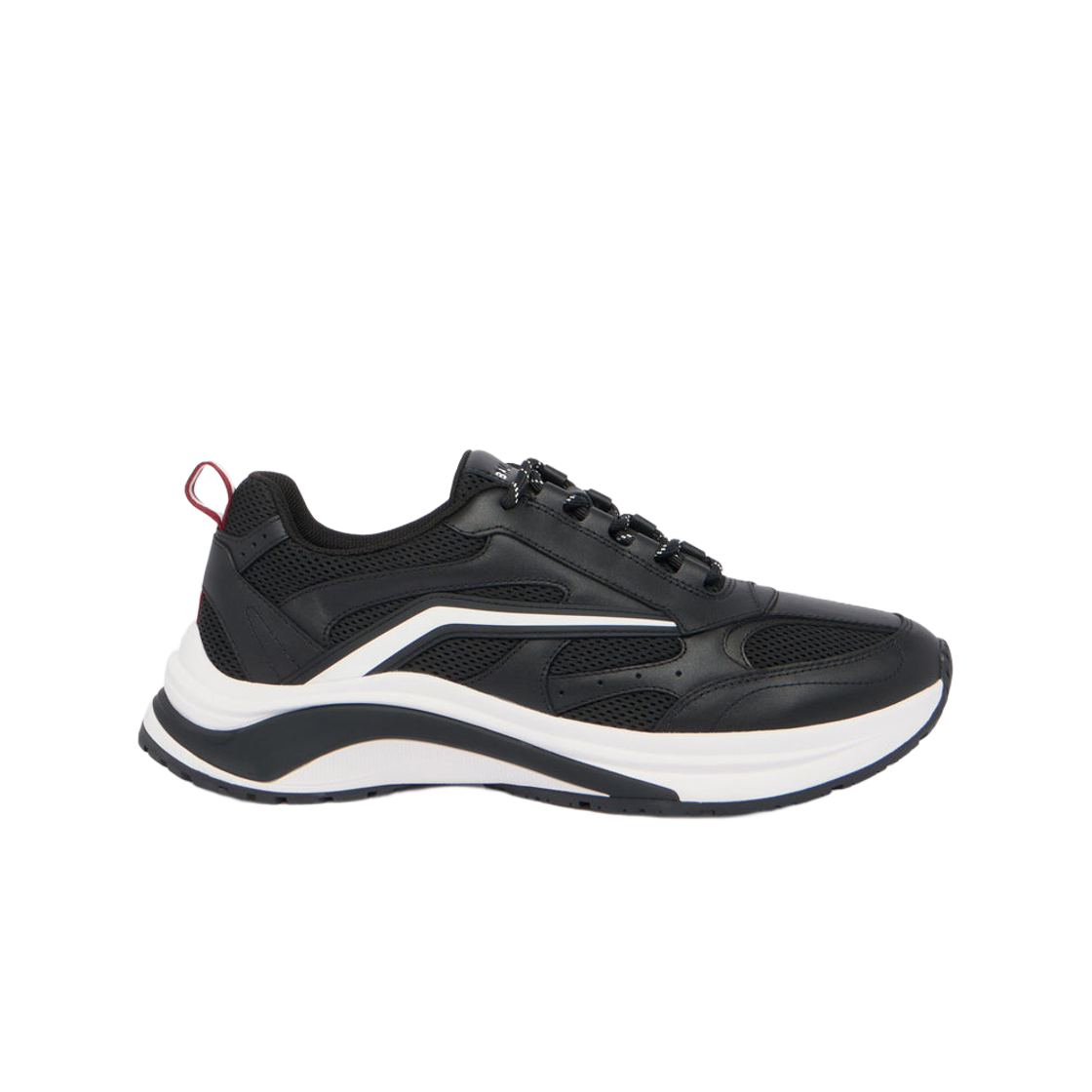 발리 레더 패브릭 워지 스니커즈 블랙 화이트(Bally Woge Sneakers in Leather and Fabric Black White)