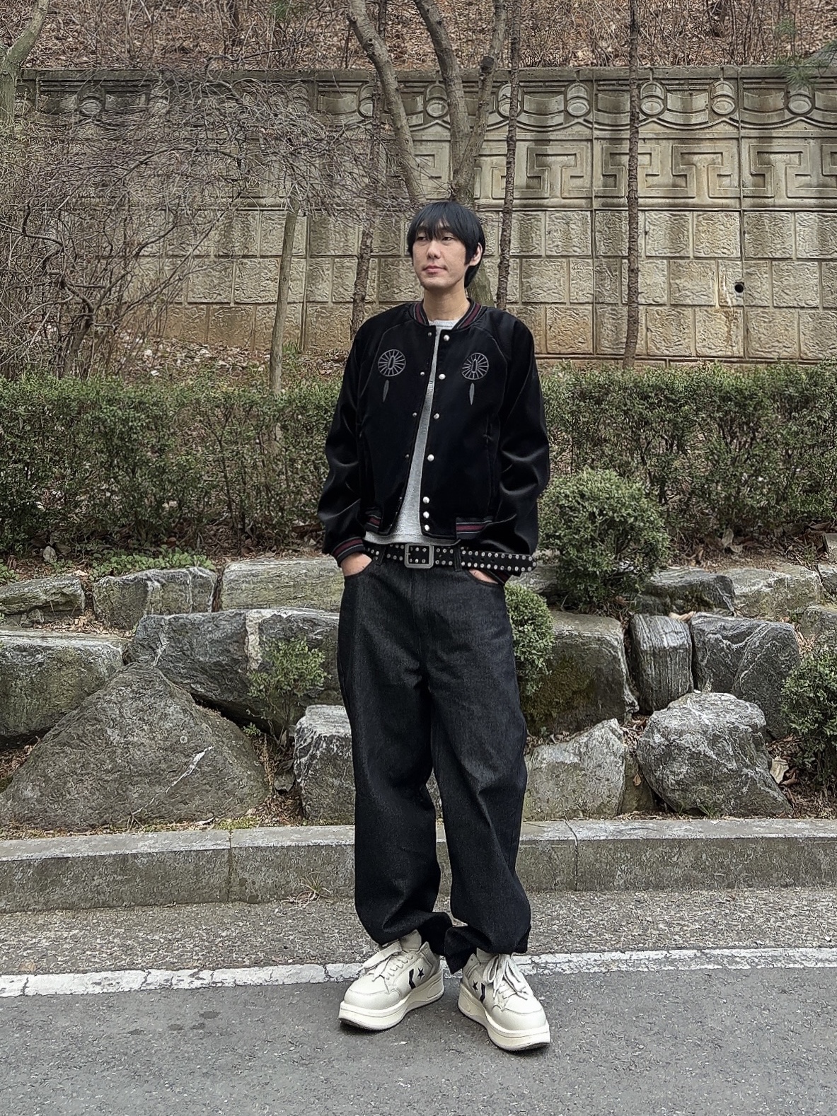 Waviness Velvet Souvenir Jacket Tanjiro 착용 스타일 - 1