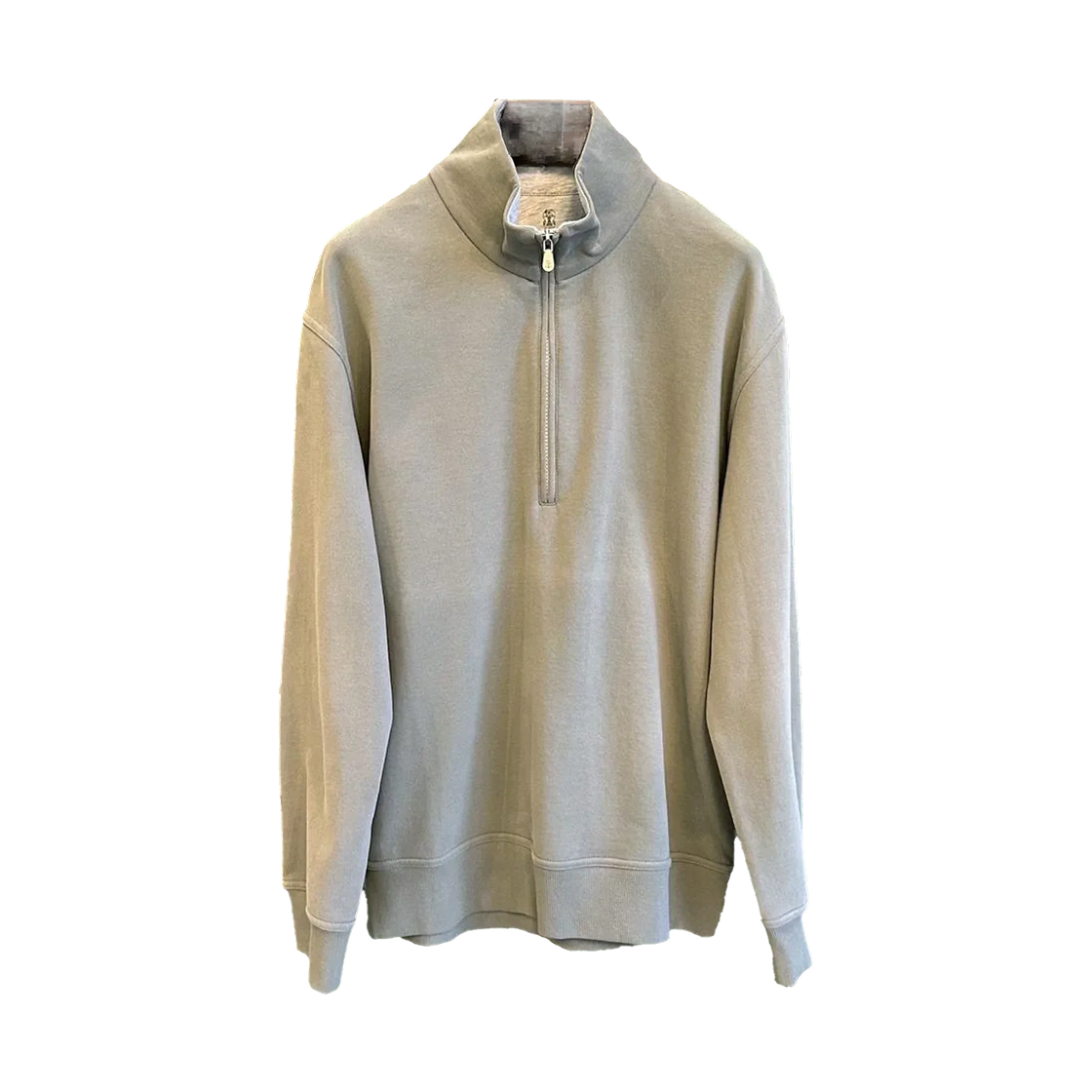 브루넬로 쿠치넬리 하프 집 디테일 스웨트셔츠 라이트 그린(Brunello Cucinelli Half Zip Detail Sweatshirt Light Green) - 1