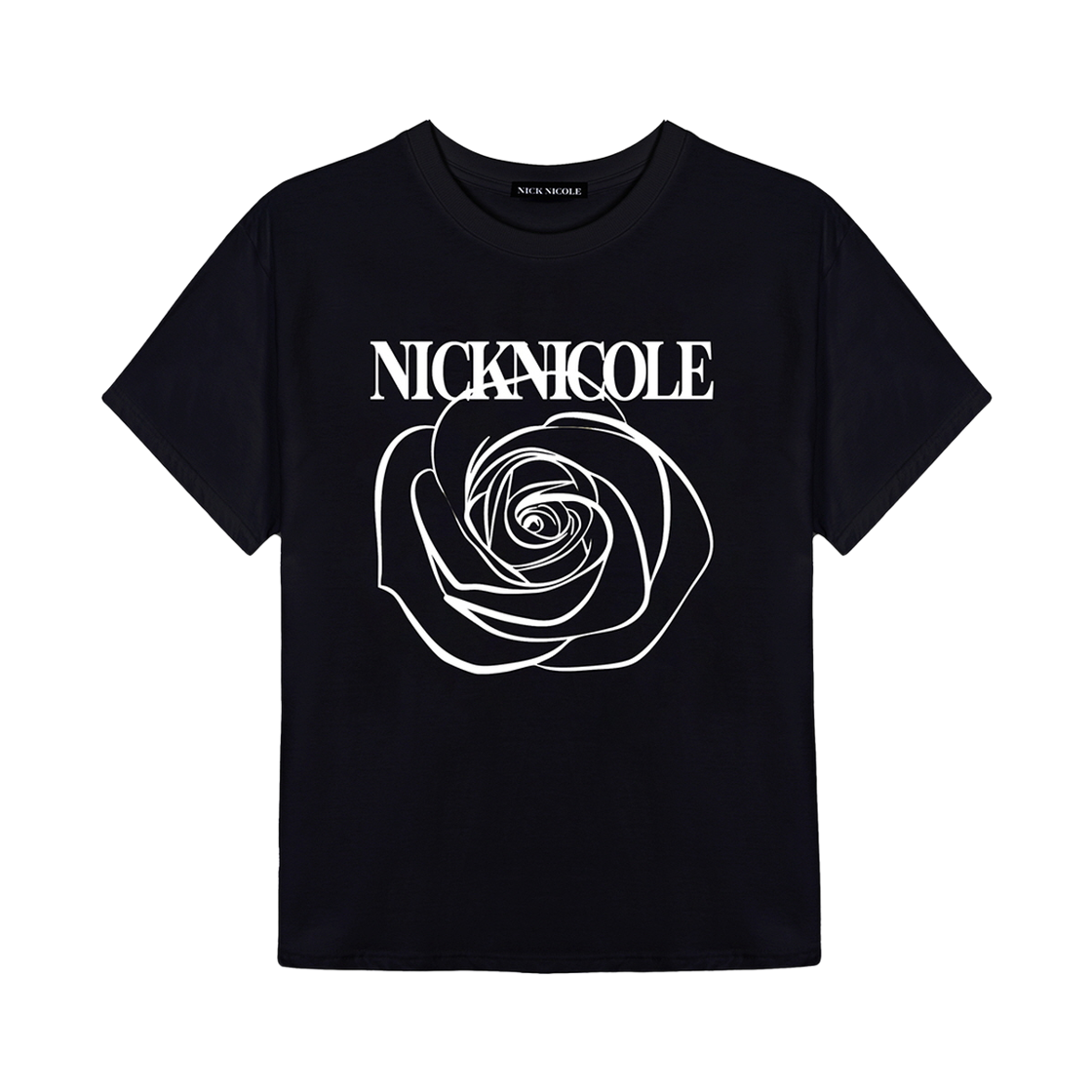 N_SS NICK&NICOLE Big Rose Sleeve Top Black White