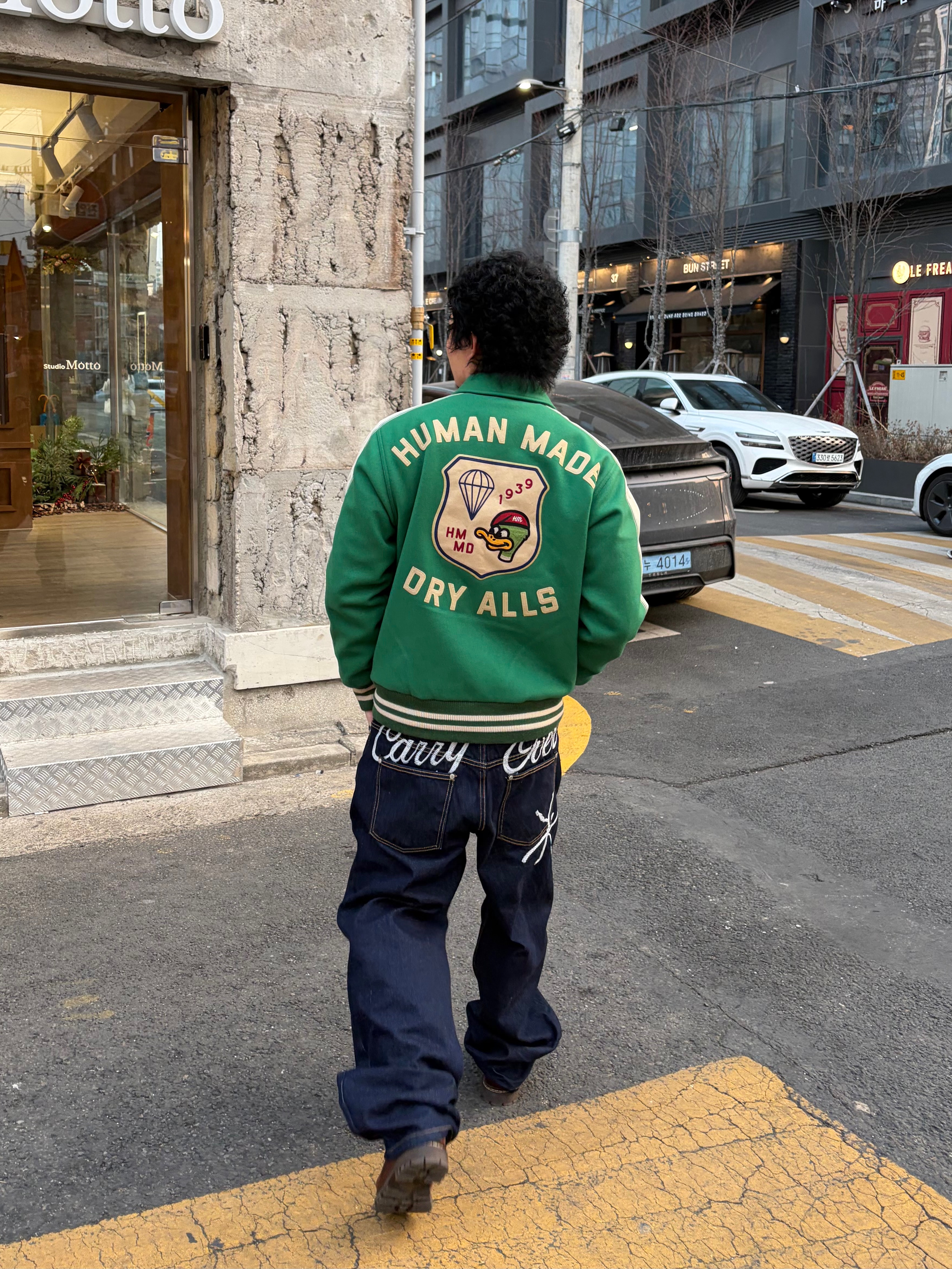 Human Made Military Jacket Green 착용 스타일 - 1