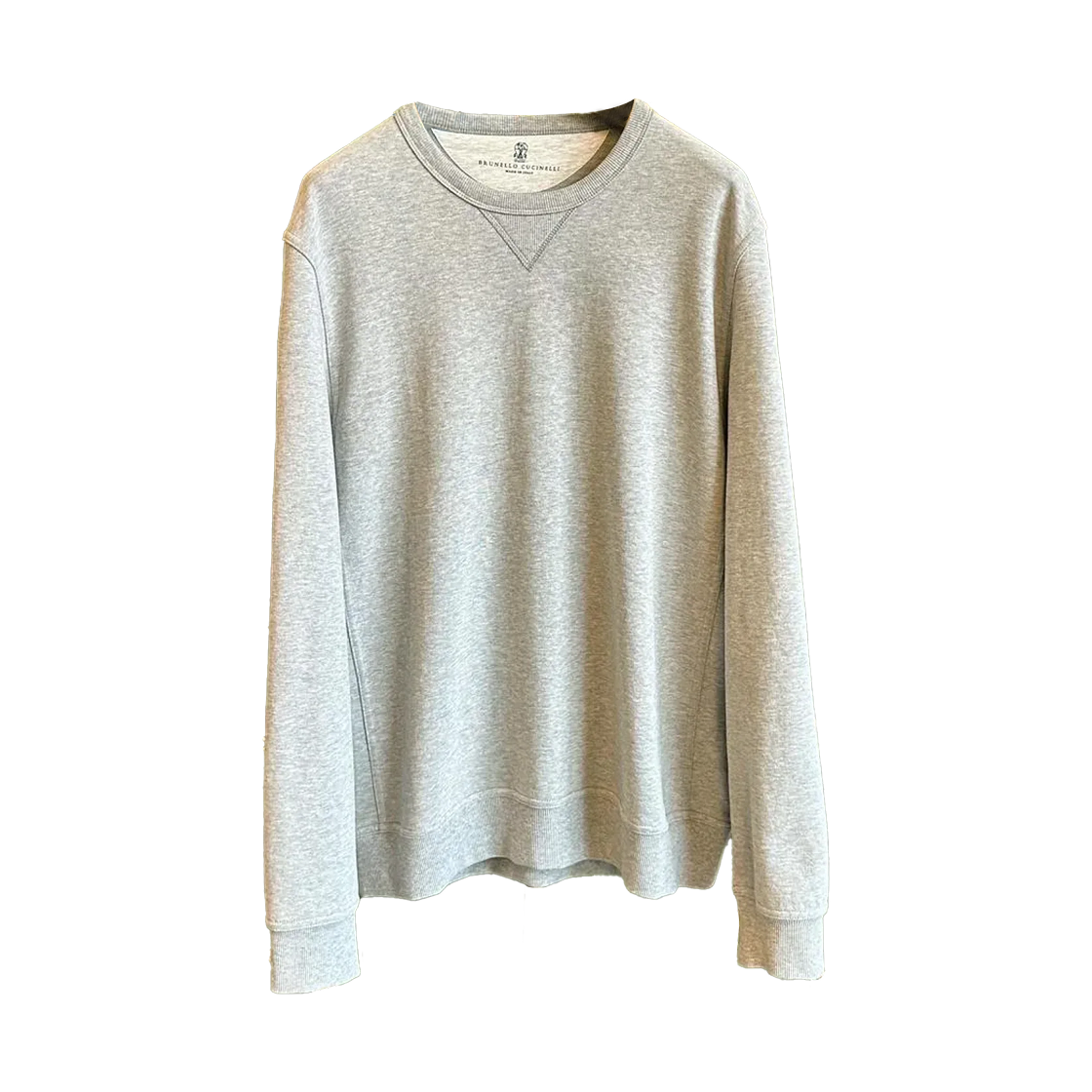 MTU149073G-C9300 Brunello Cucinelli Cotton Detail Sweatshirt Light Grey