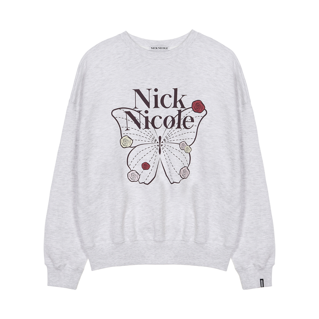 닉앤니콜 버터플라이 로즈 시그니처 스웨트셔츠 멜란지 브라운(NICK&NICOLE Butterfly Rose Signature Sweatshirt Melange Brown) - 1