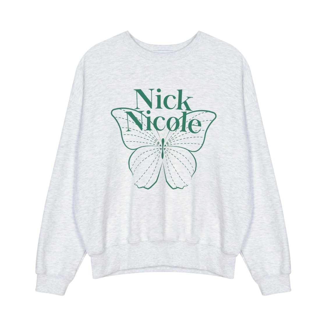 NWK1TS021_MGG NICK&NICOLE Butterfly Signature Sweatshirt Melange Green