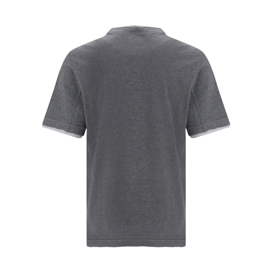 브루넬로 쿠치넬리 로고 포우 레이어링 코튼 저지 크루넥 티셔츠 그레이(Brunello Cucinelli Cotton Jersey Crewneck T-Shirt with Logo and Faux Layering Grey) - 2