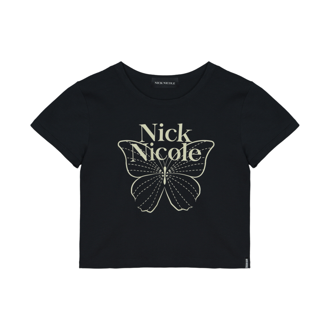 닉앤니콜 버터플라이 시그니처 크롭 탑 블랙 크림(NICK&NICOLE Butterfly Signature Crop Top Black Cream)