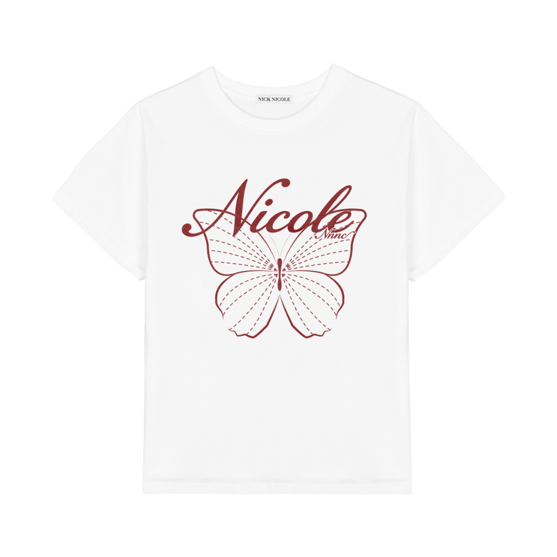 N_SS NICK&NICOLE Nicole Butterfly Sleeve Top White Burgundy