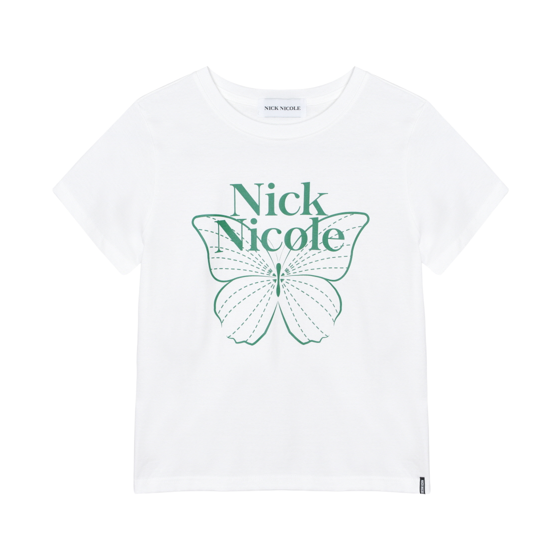 N_SS NICK&NICOLE Butterfly Nicole Label Slim Top White Green