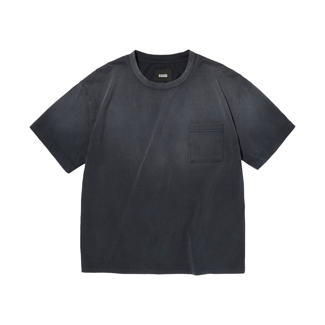 스웨이드 포켓 크롭 티 워싱 네이비(Suade Pocket Cropped Tee Washing Navy) - 1