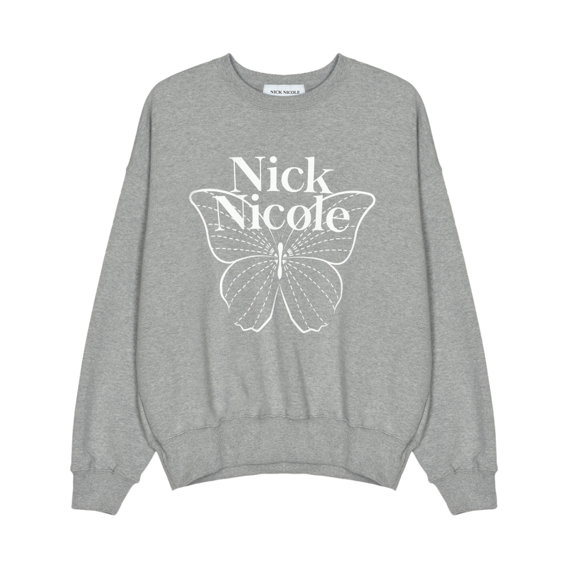 NWK1TS021_GYW NICK&NICOLE Butterfly Signature Sweatshirt Gray White