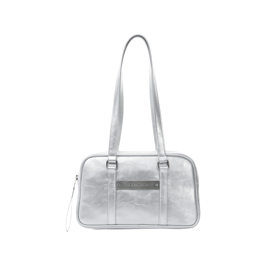 N_SS NICK&NICOLE Crystal Leather Mini Boston Bag Silver