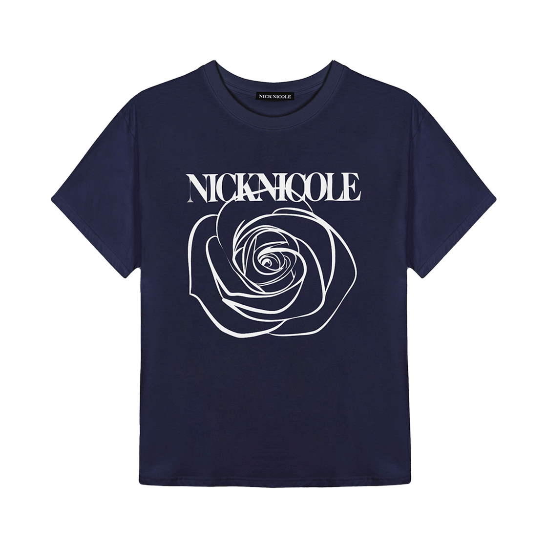 N_SS NICK&NICOLE Big Rose Sleeve Top Navy White