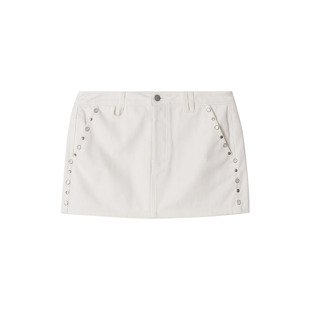 지비에이치 어패럴 스터드 포인트 미니 스커트 / 화이트(GBH APPAREL Stud Point Mini Skirt / White)