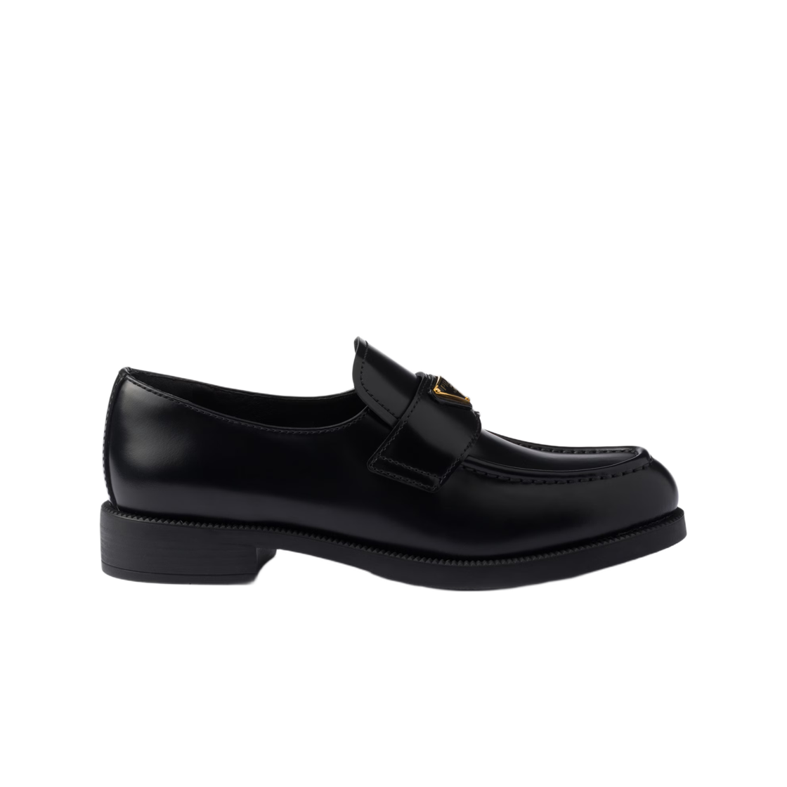 1D329N-055-F0002-DD25 (W) Prada Brushed Leather Loafers Black