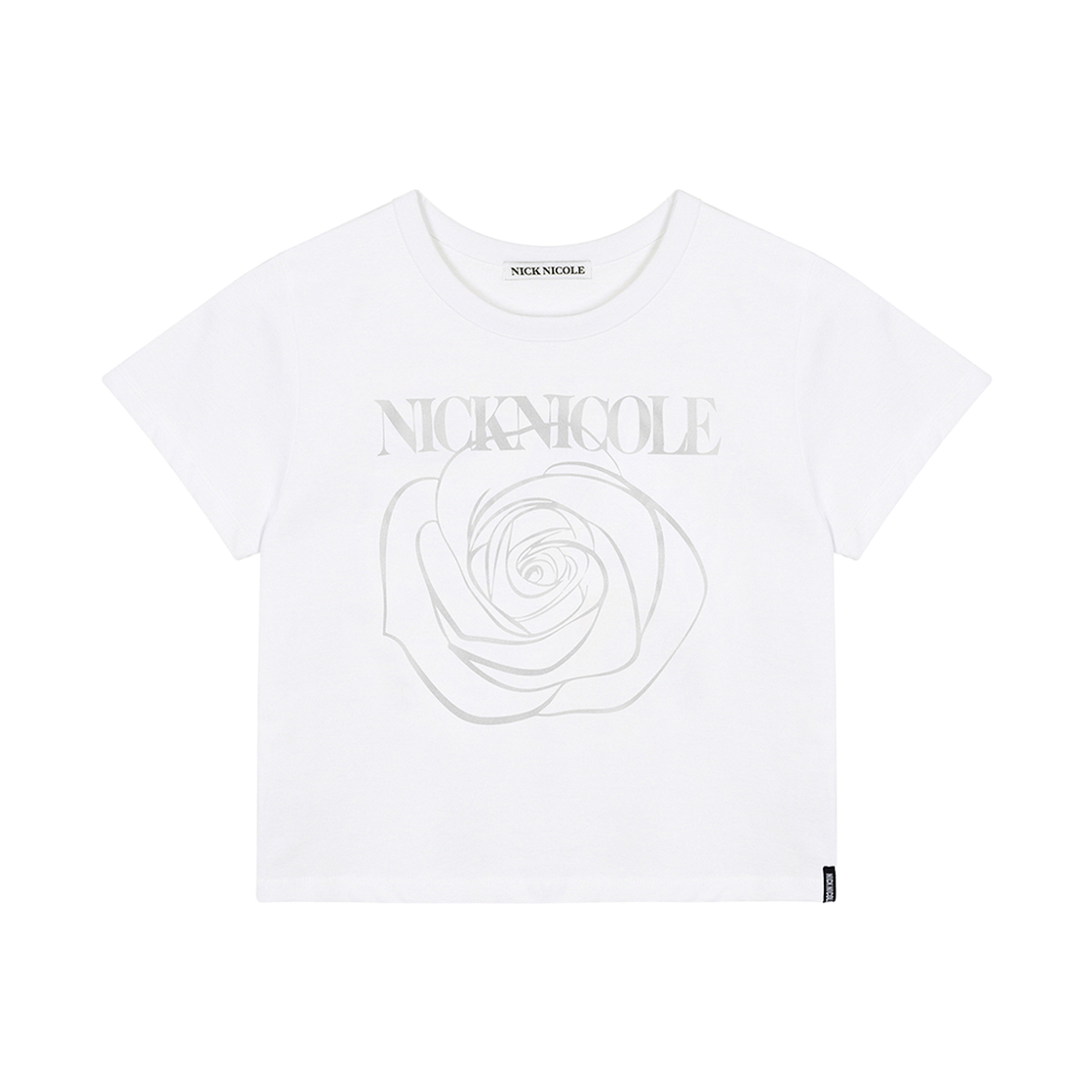 N_SS NICK&NICOLE Rose Signature Crop Top White Silver