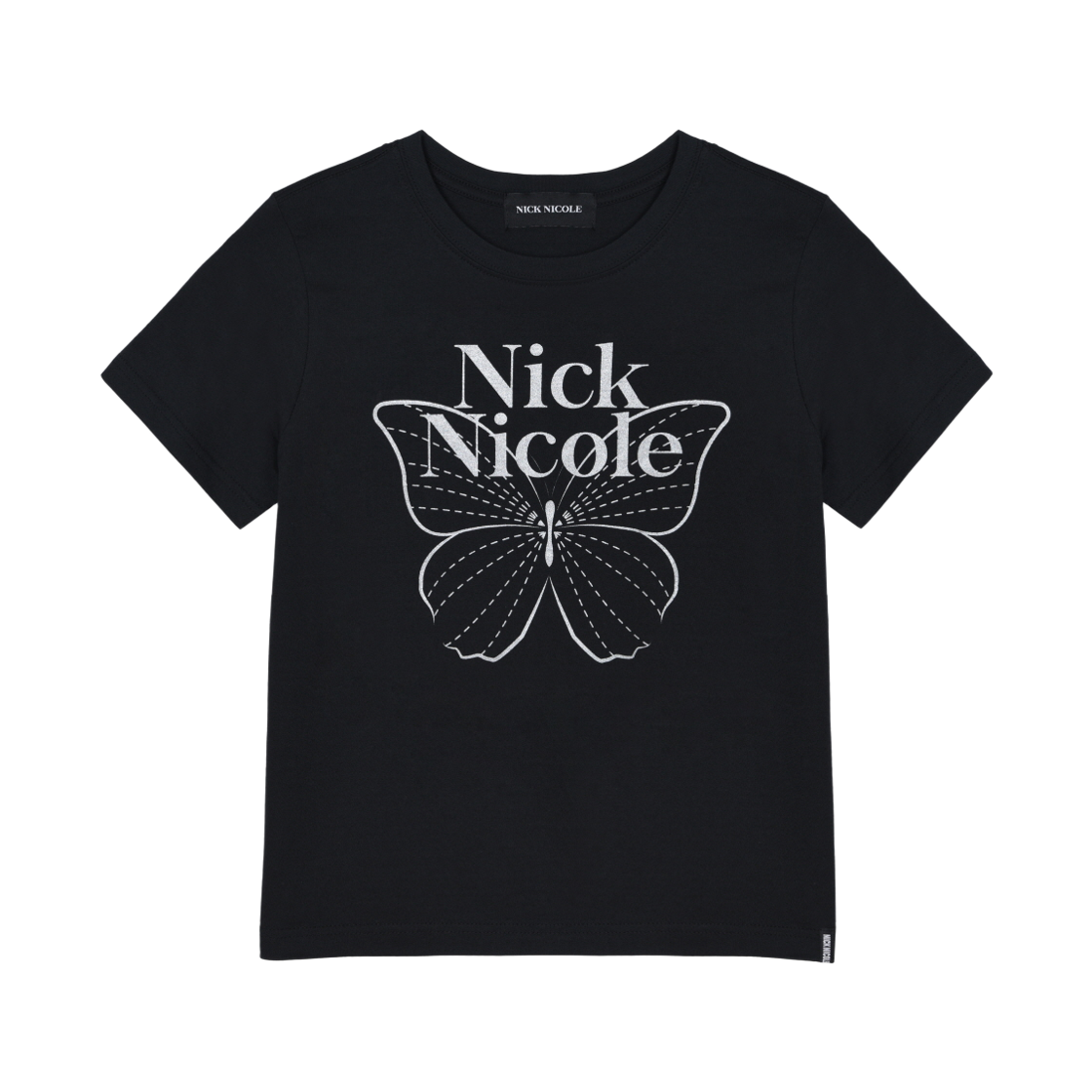 N_SS NICK&NICOLE Butterfly Nicole Label Slim Top Black Silver