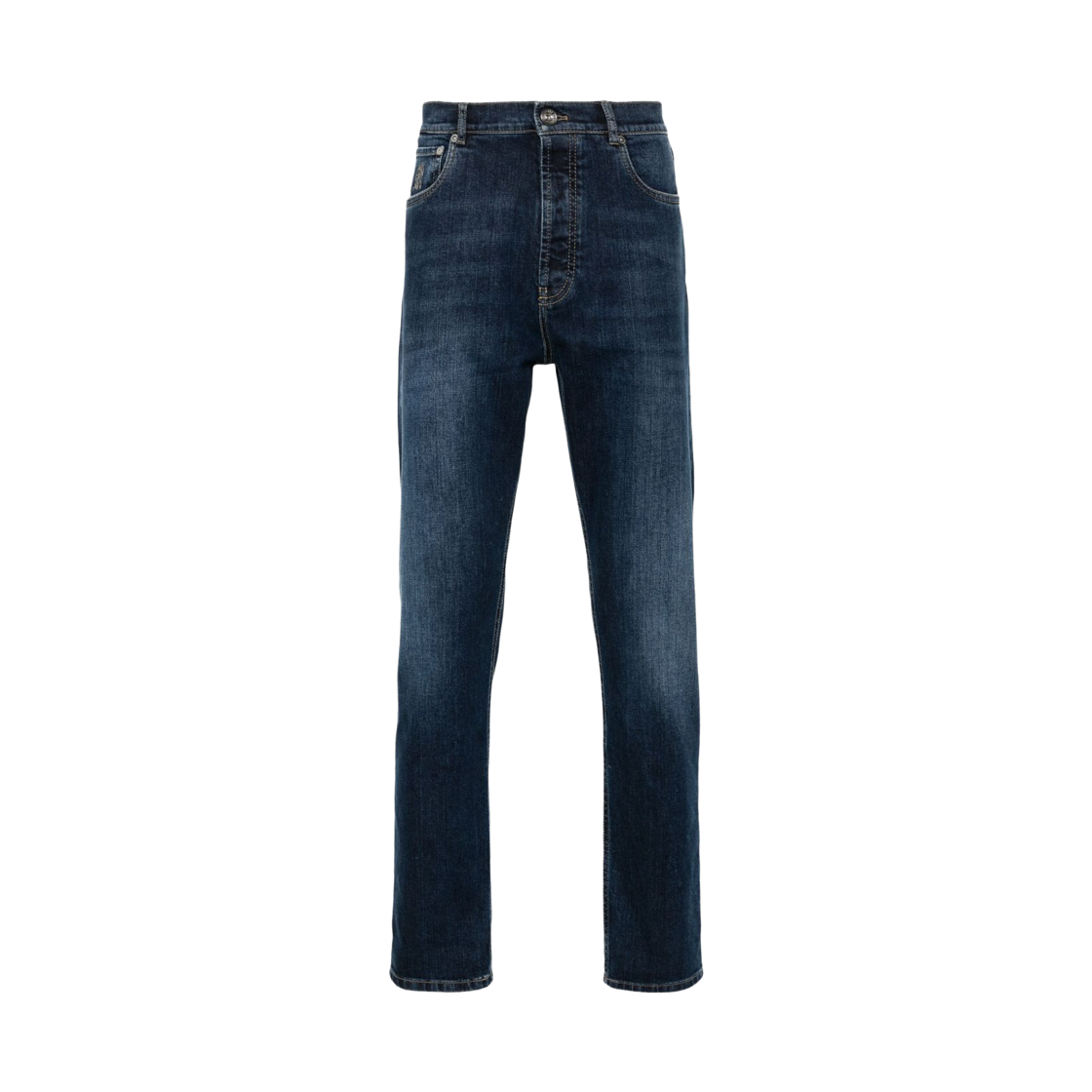 M283PO1090-C1468 Brunello Cucinelli Cotton Straight Pants Blue