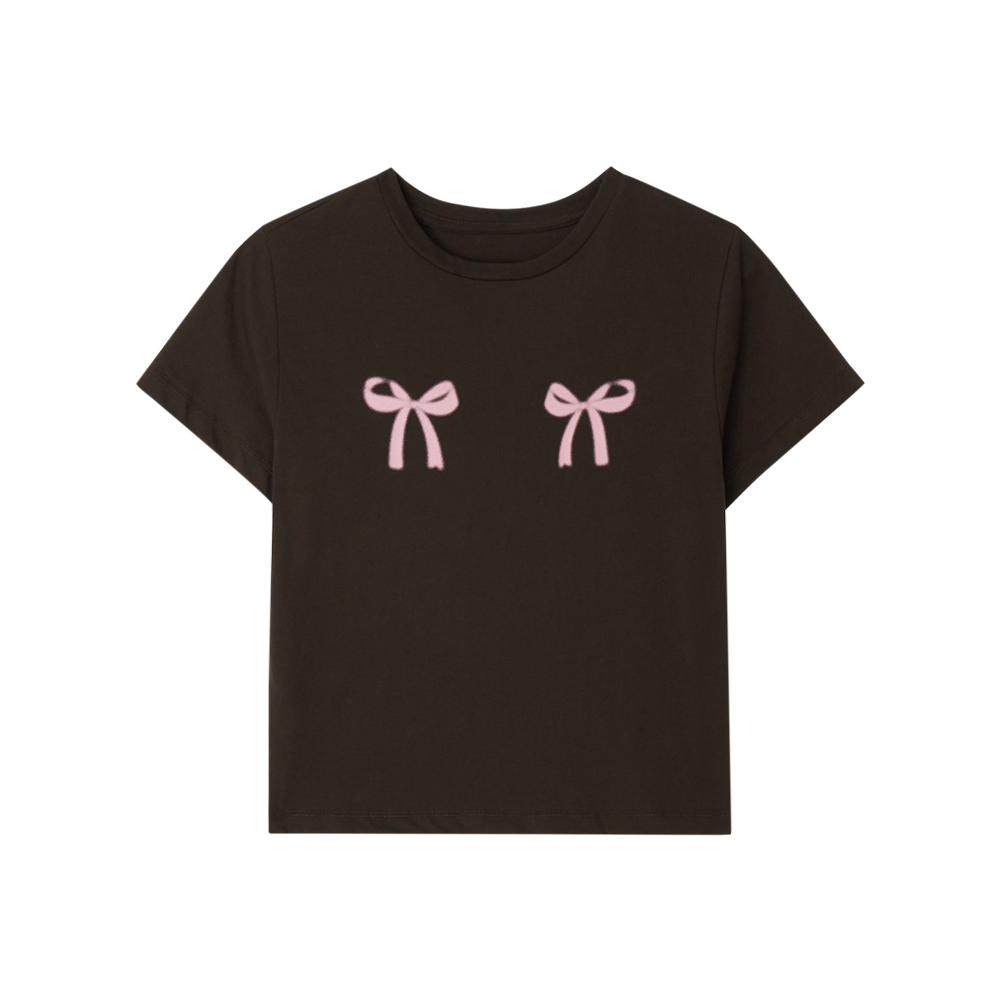 지비에이치 어패럴 트윈 리본 티셔츠 / 브라운(GBH APPAREL Twin Ribbon Tshirts / Brown)