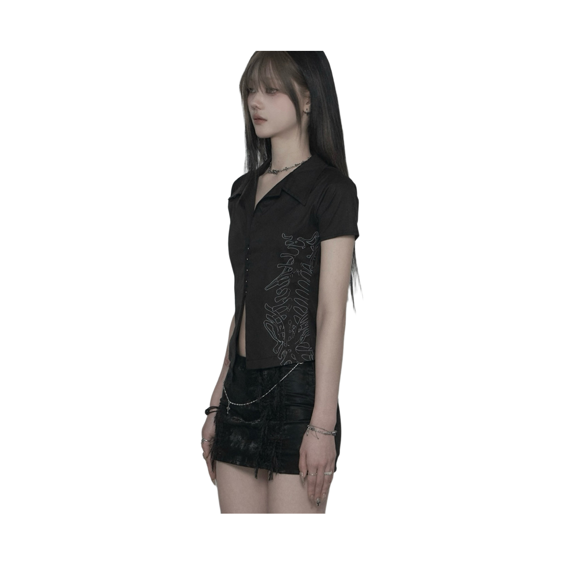 쇠아 본 후크 슬릿 셔츠 블랙(SØAR Born Hook-Slit Shirt Black) - 4