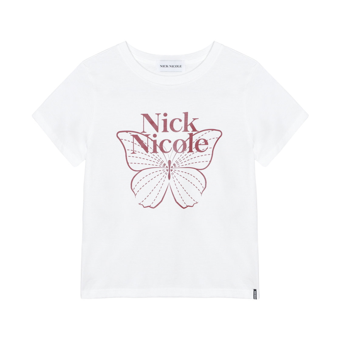 N_SS NICK&NICOLE Butterfly Nicole Label Slim Top White Burgundy