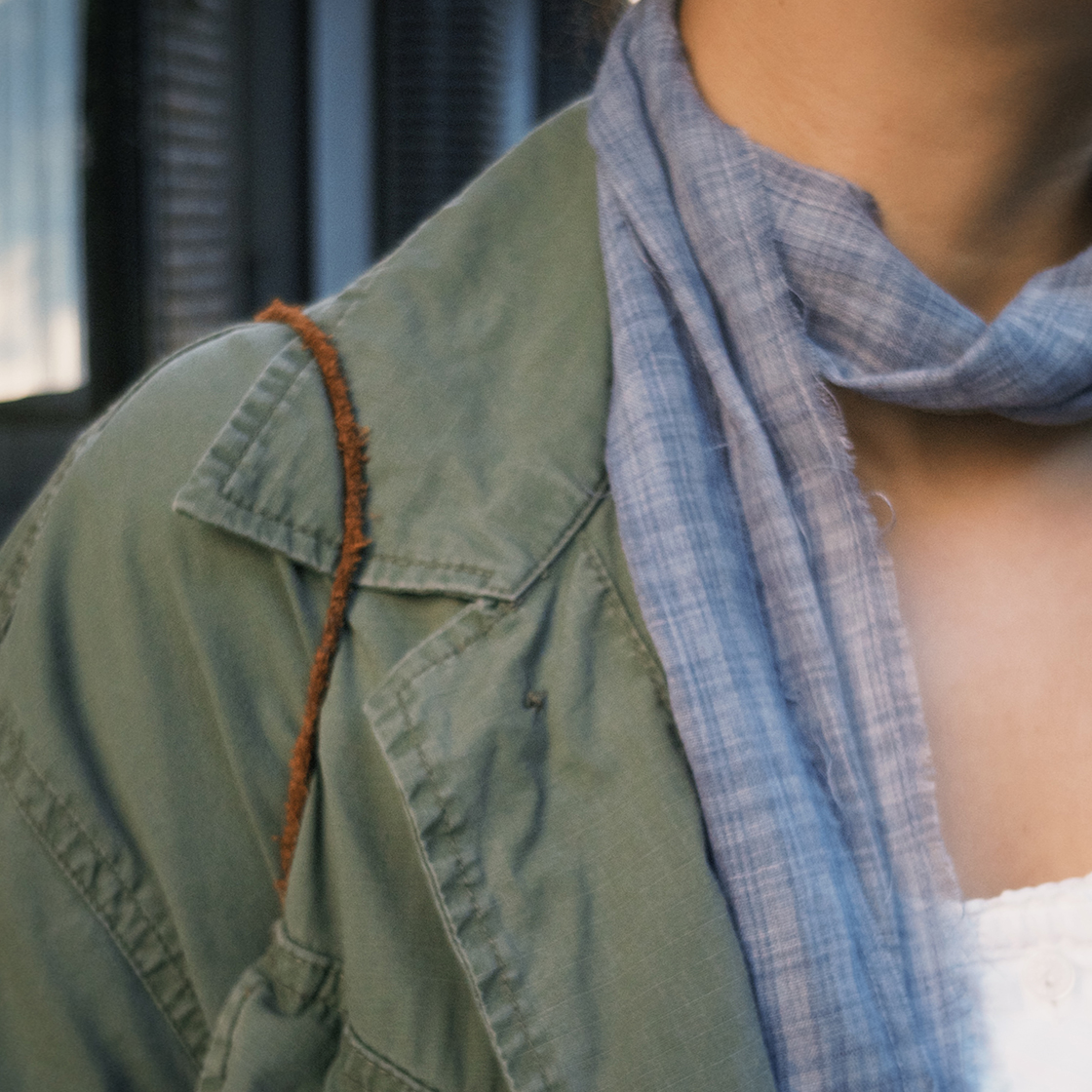 원사이즈핏츠올 빈티지 에어리 플레이드 스카프 다크 블루(onesizefitsall Vintage Airy Plaid Scarf Dark Blue) - 3