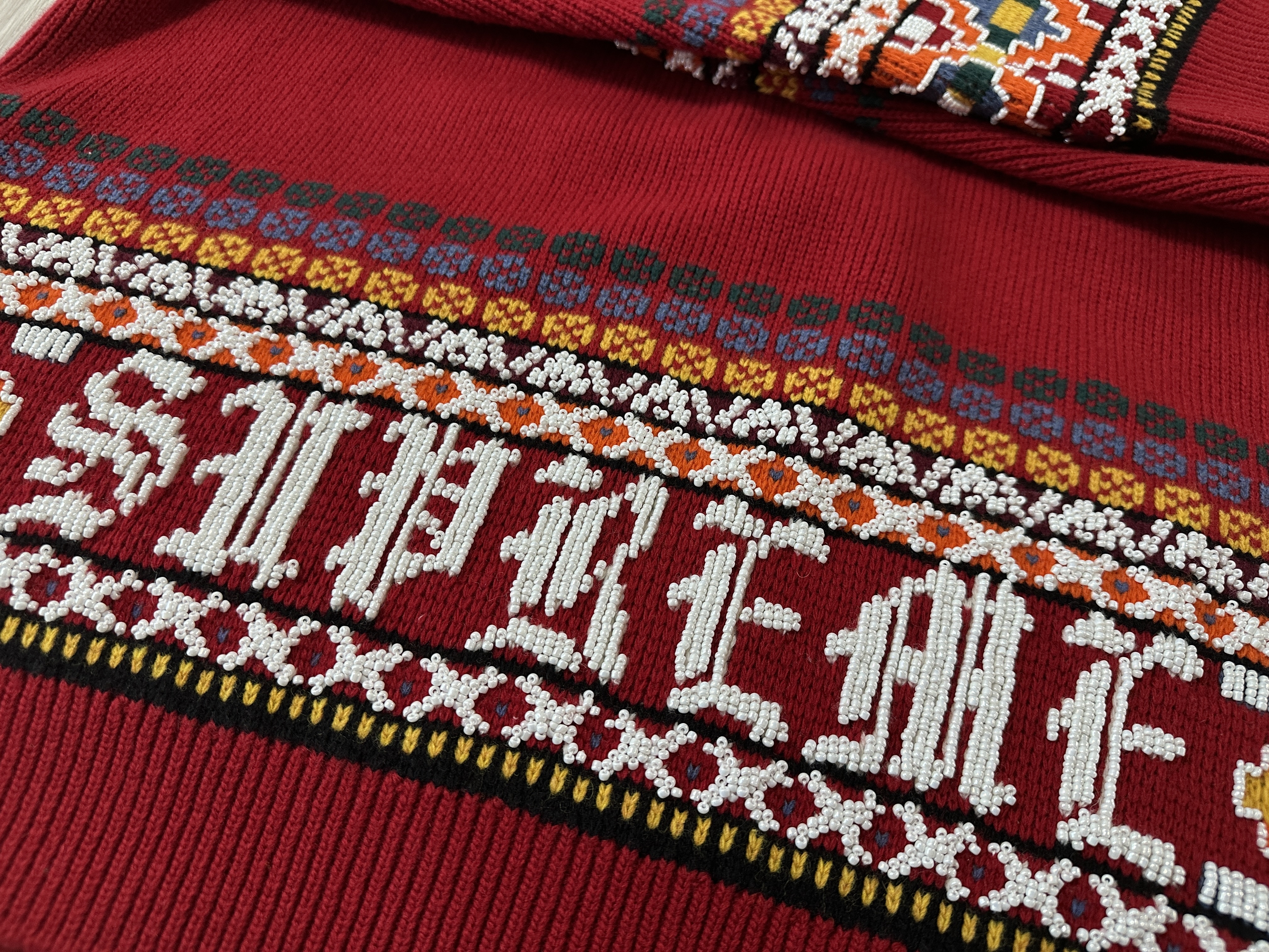 Supreme Beaded Zip Up Hooded Sweater Red - 25FW 착용 스타일