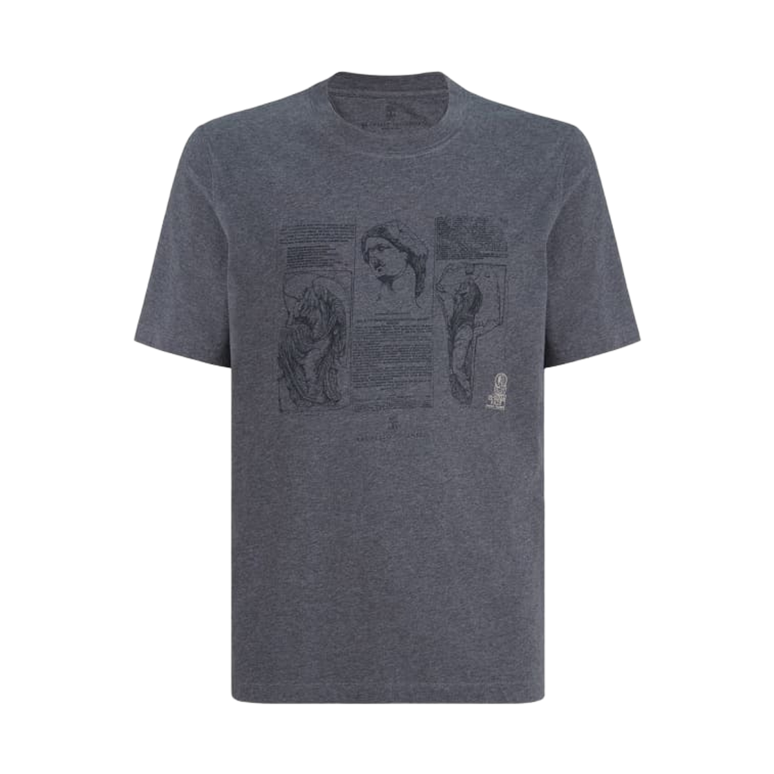 M0B138517-CIF40 Brunello Cucinelli Cotton Jersey Crewneck T-Shirt with Print Anthracite
