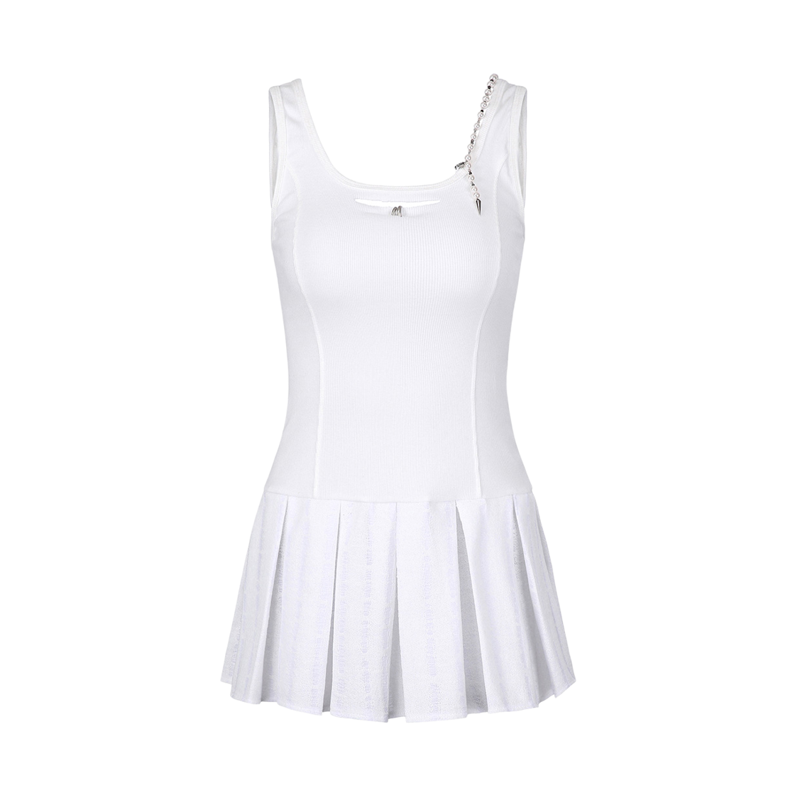 [KREAM 단독] 쇠아 디스트로이 플리츠 비즈 원피스 화이트([KREAM 단독] SØAR Destroy Pleats Beads Dress White) - 1