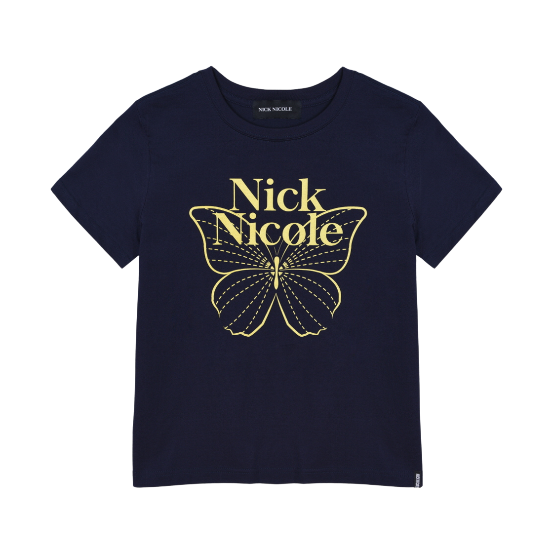 N_SS NICK&NICOLE Butterfly Nicole Label Slim Top Navy Yellow