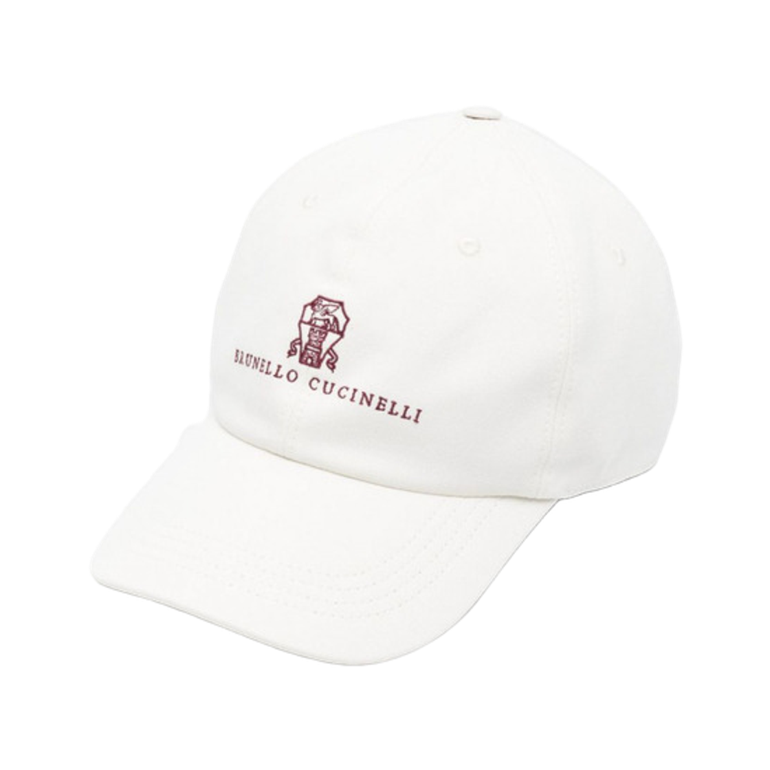 M252D9850-CSY41 Brunello Cucinelli Garment Dyed Twisted Cotton Gabardine Baseball Cap with Embroidered Logo White