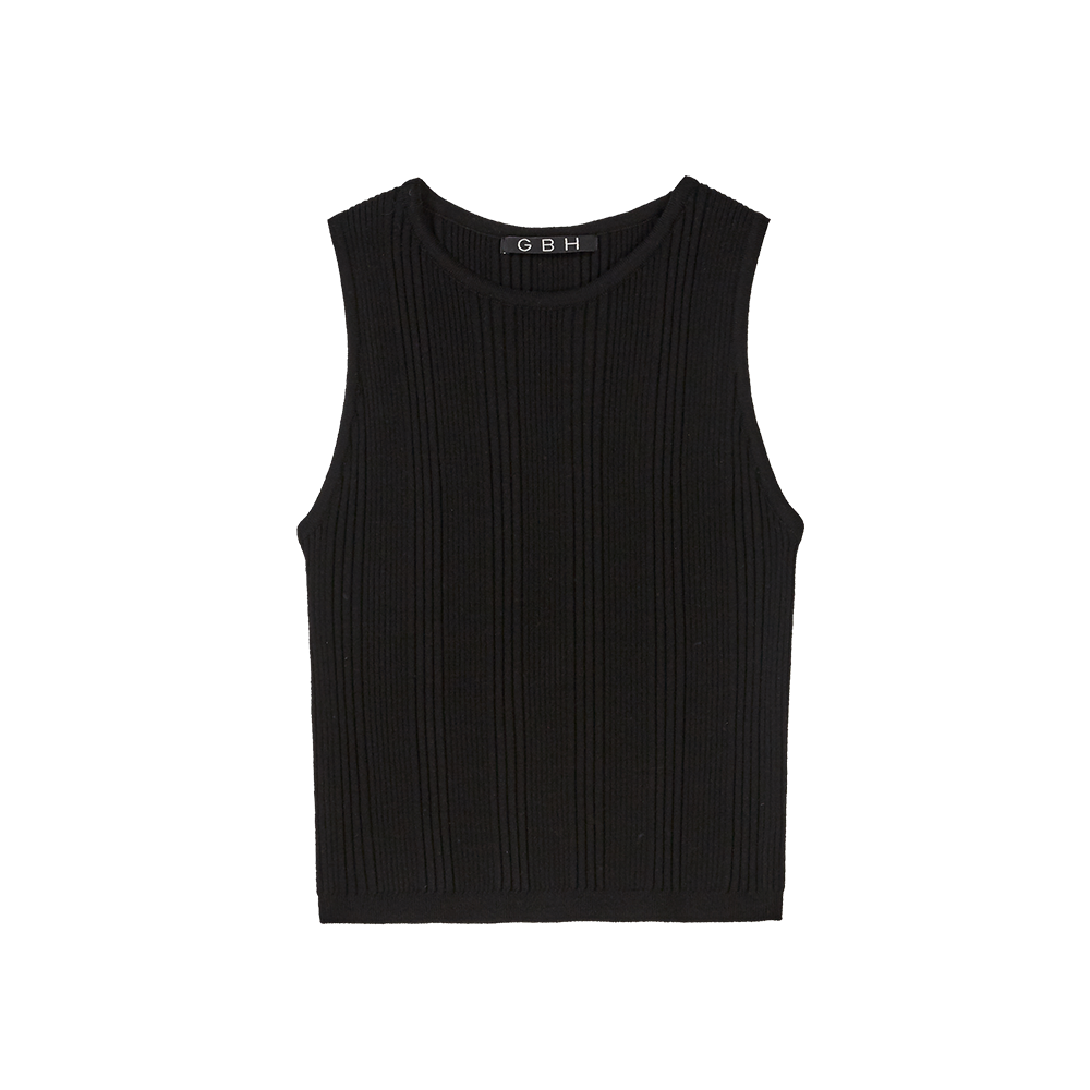 지비에이치 어패럴 리브드 슬림 슬리브리스 탑 / 블랙(GBH APPAREL Ribbed Slim Sleeveless Top / Black)