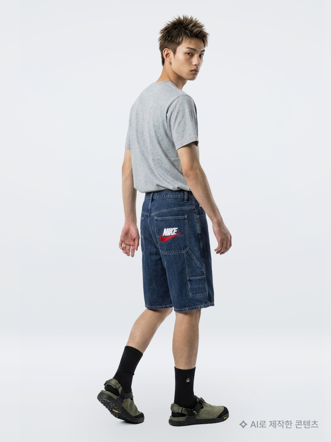 AMOU Molly Ringer T-Shirts Brown, Kapital Chino High-Waisted Baggy Pants Beige 착용 스타일 - 7