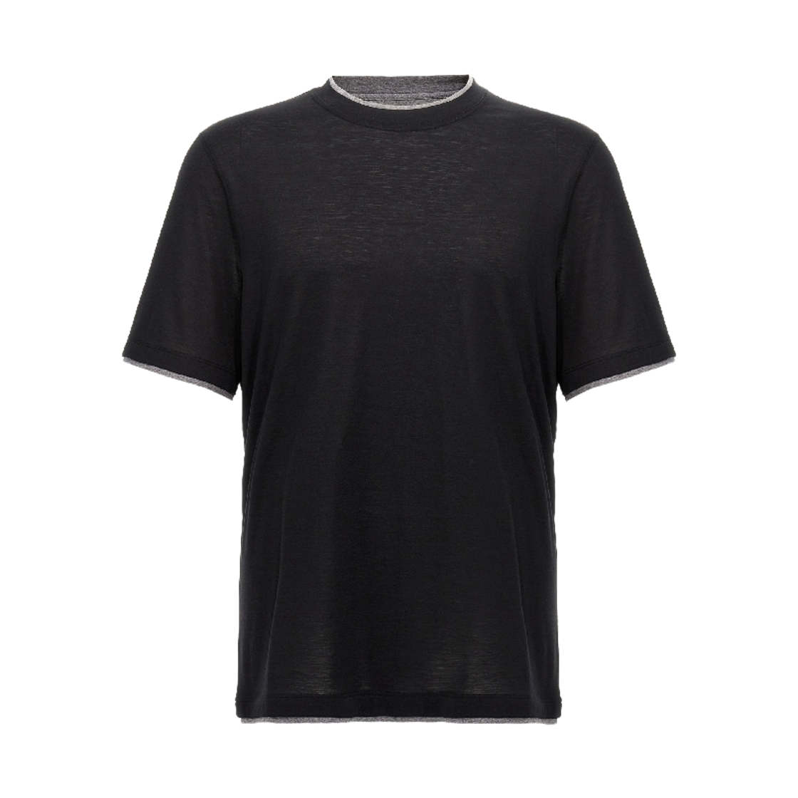 MD8217427-CCB75 Brunello Cucinelli Silk Cotton T-Shirt Black