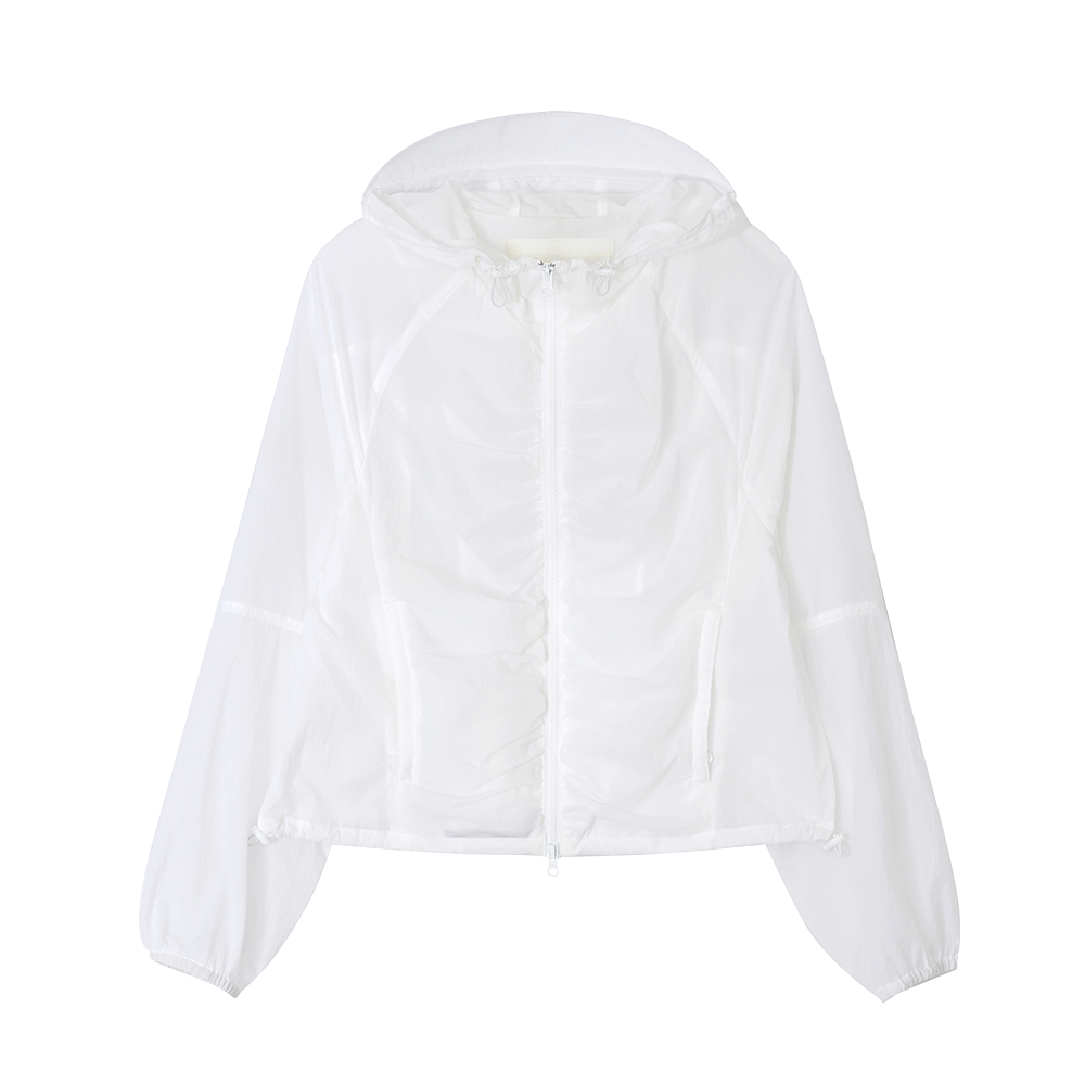 지비에이치 어패럴 프론트 시어링 윈드러너 / 화이트(GBH APPAREL Front Shirring Windrunner / White)