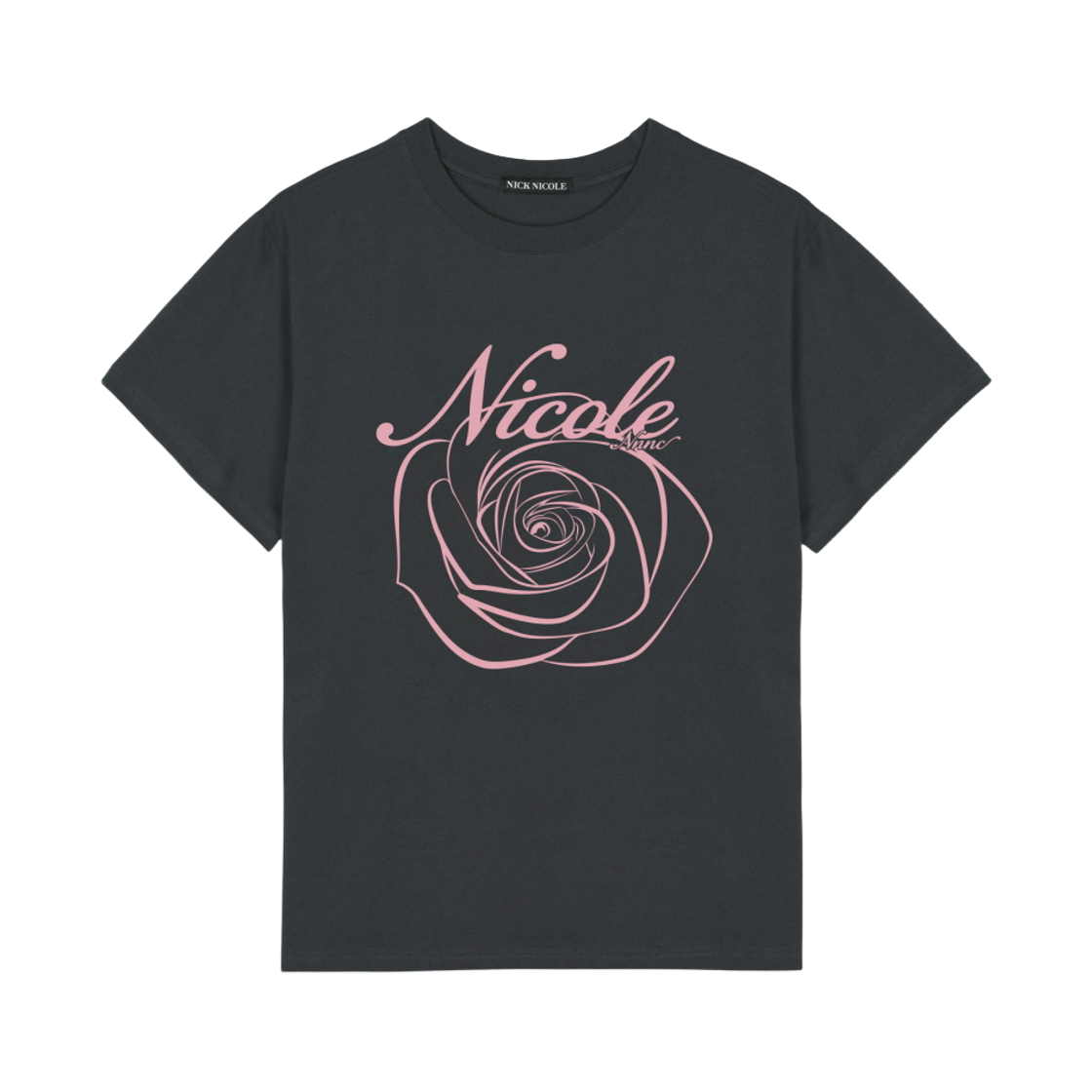 N_SS_copy NICK&NICOLE Nicole Rose Sleeve Top Charcoal Pink
