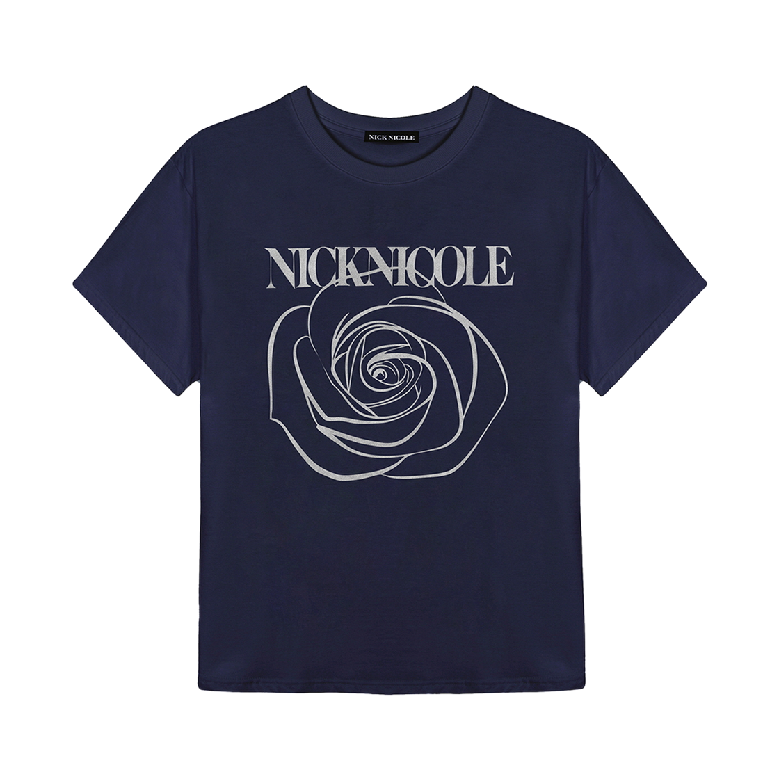 N_SS NICK&NICOLE Big Rose Sleeve Top Navy Silver