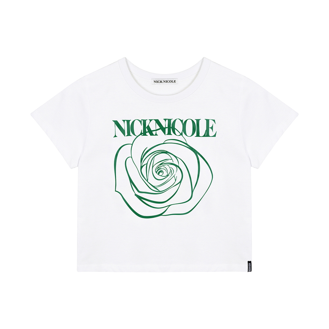 닉앤니콜 로즈 시그니처 크롭 탑 화이트 그린(NICK&NICOLE Rose Signature Crop Top White Green)