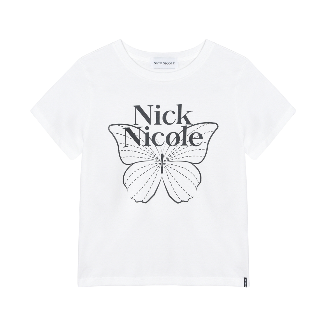 N_SS NICK&NICOLE Butterfly Nicole Label Slim Top White Black