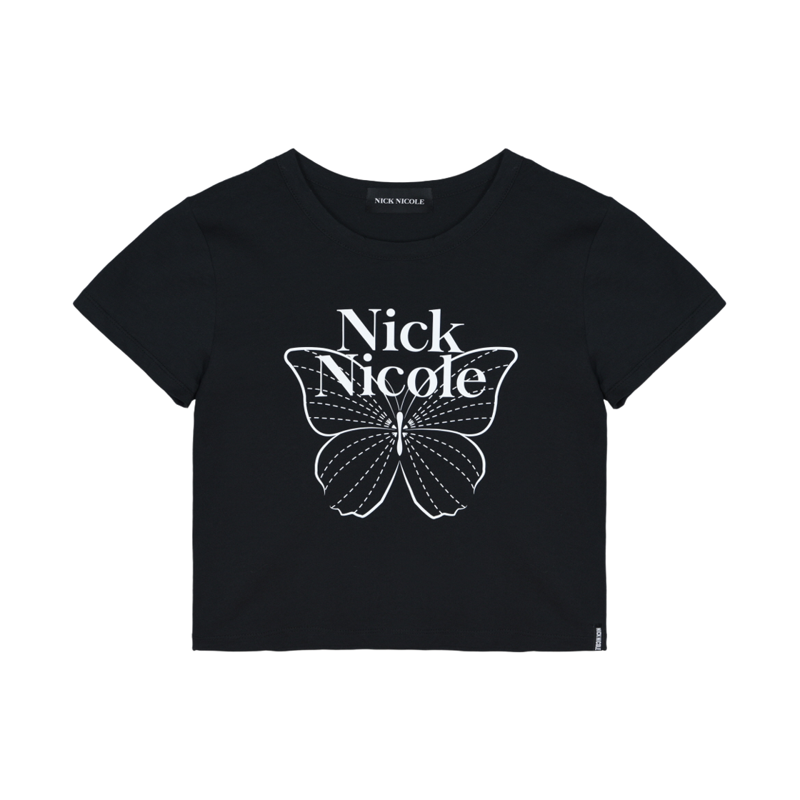 닉앤니콜 버터플라이 시그니처 크롭 탑 블랙 화이트(NICK&NICOLE Butterfly Signature Crop Top Black White) - 1