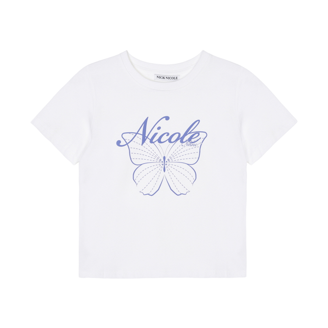 닉앤니콜 니콜 버터플라이 슬림 탑 화이트 퍼플(NICK&NICOLE Nicole Butterfly Slim Top White Purple)