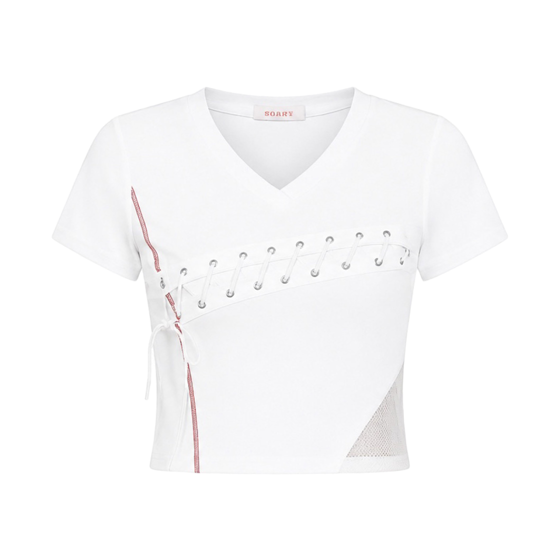 쇠아 스포티 절개 코르셋 탑 화이트(SØAR Flatlock Sporty Corset Top White) - 1