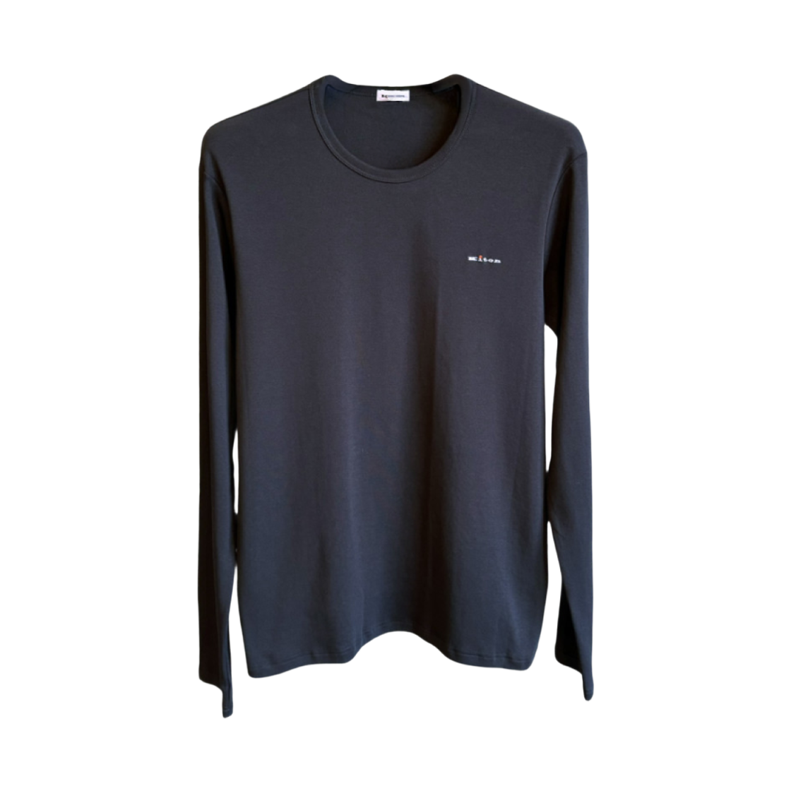 UNWM012K0228F07008 Kiton Logo Roundneck Long Sleeve T-Shirt Black
