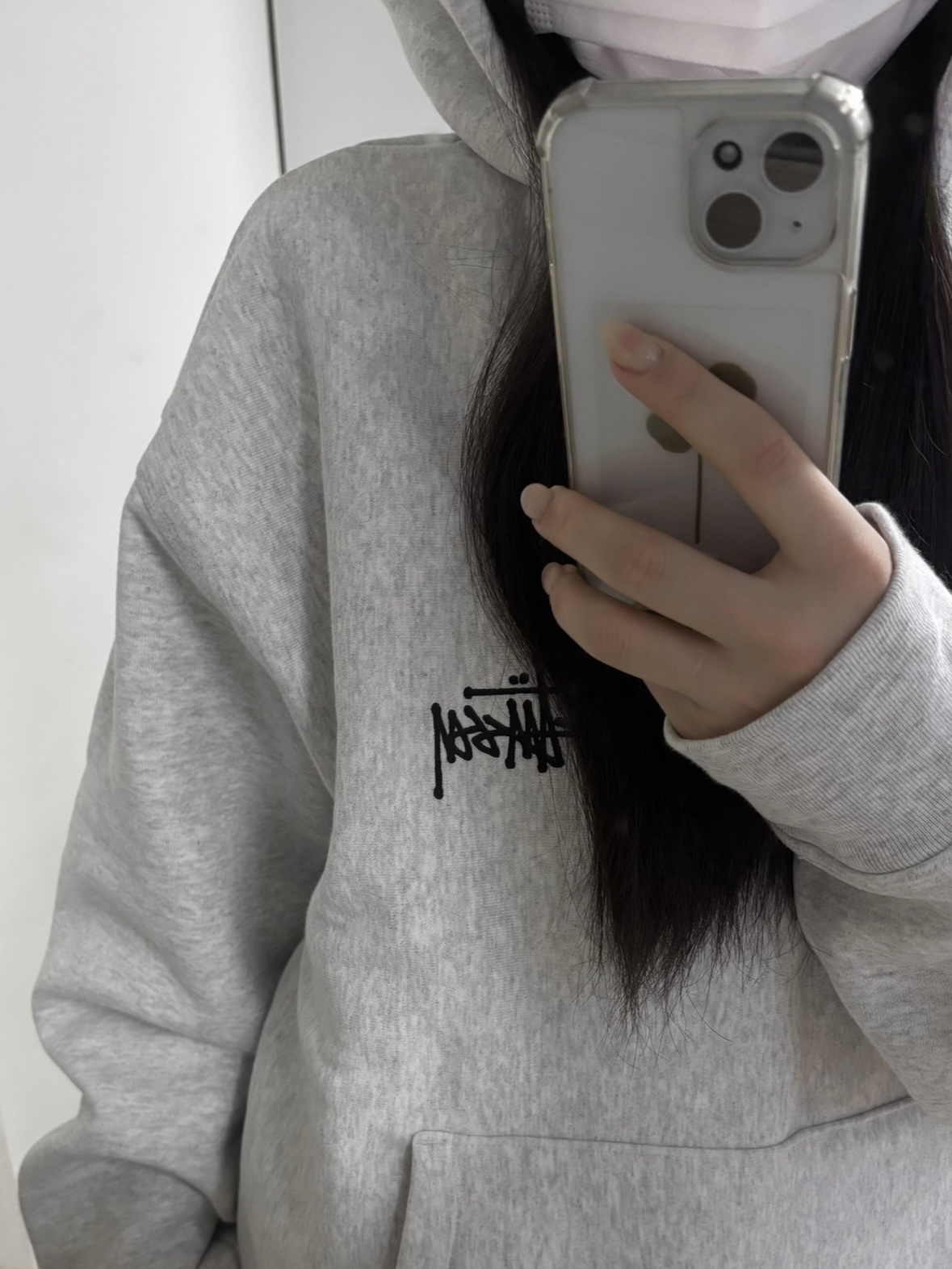 Stussy Basic Stussy Hoodie Ash Heather 착용 스타일 - 1