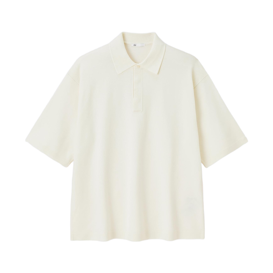 359987-01 GU Washable Knitted Half Sleeve Polo Shirt Off White