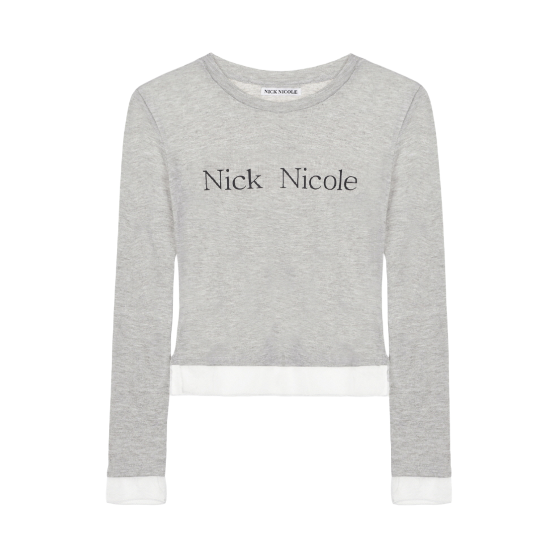 N_SS NICK&NICOLE Nicole Sheer Layered Logo Sleeve Top Gray