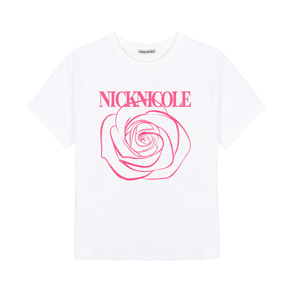 N_SS NICK&NICOLE Big Rose Sleeve Top White Pink