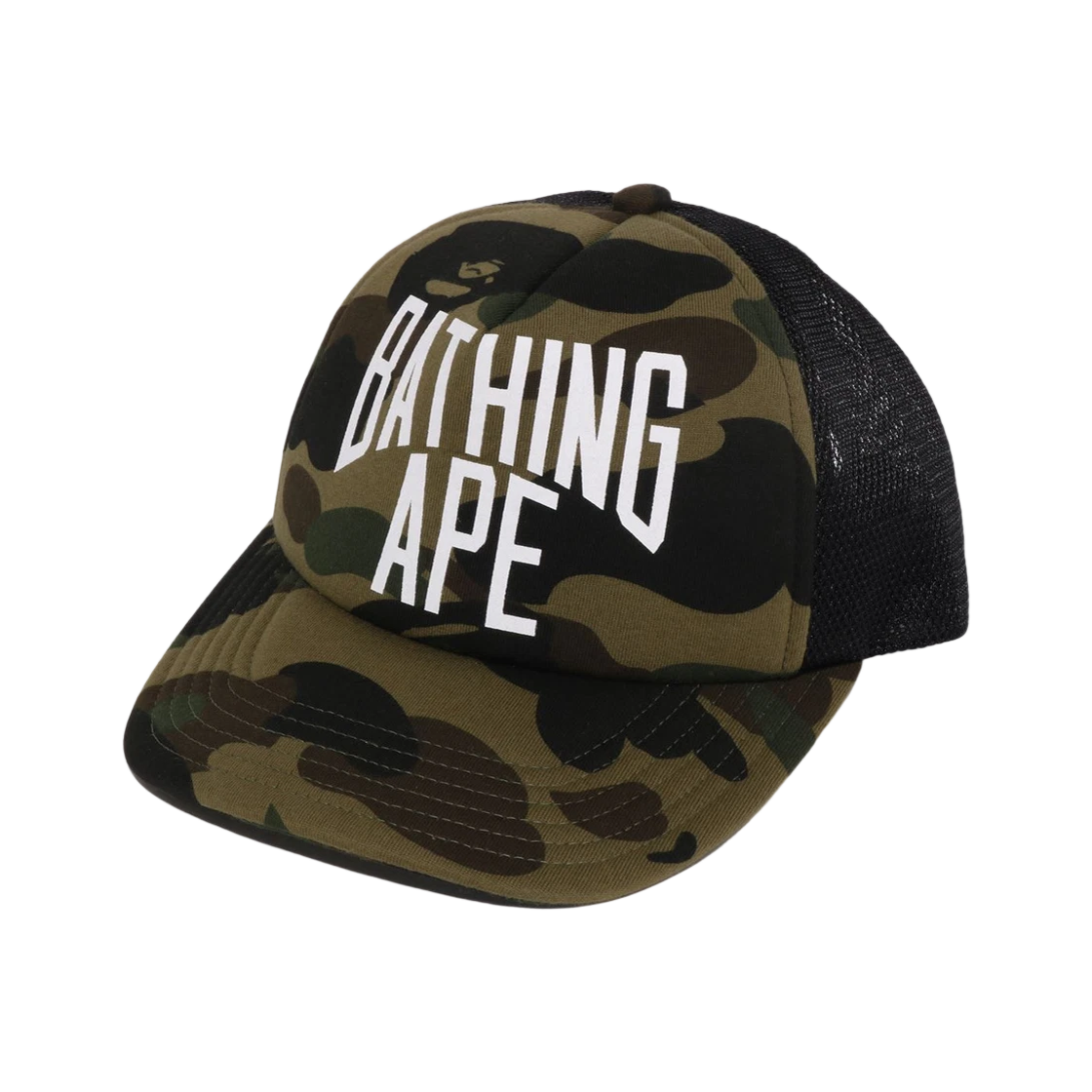 - BAPE 1st Camo NYC Logo Mesh Cap Green