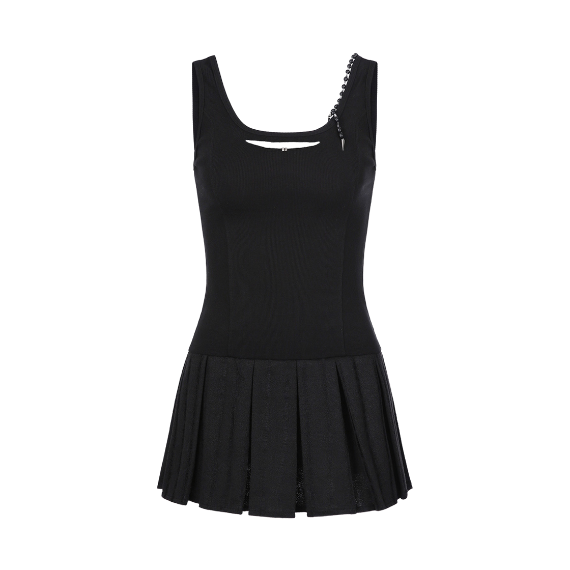 [KREAM 단독] 쇠아 디스트로이 플리츠 비즈 원피스 블랙([KREAM 단독] SØAR Destroy Pleats Beads Dress Black)