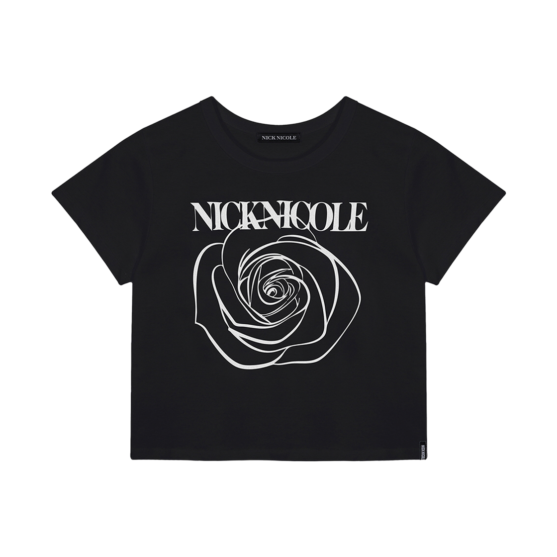 N_SS NICK&NICOLE Rose Signature Crop Top Black White