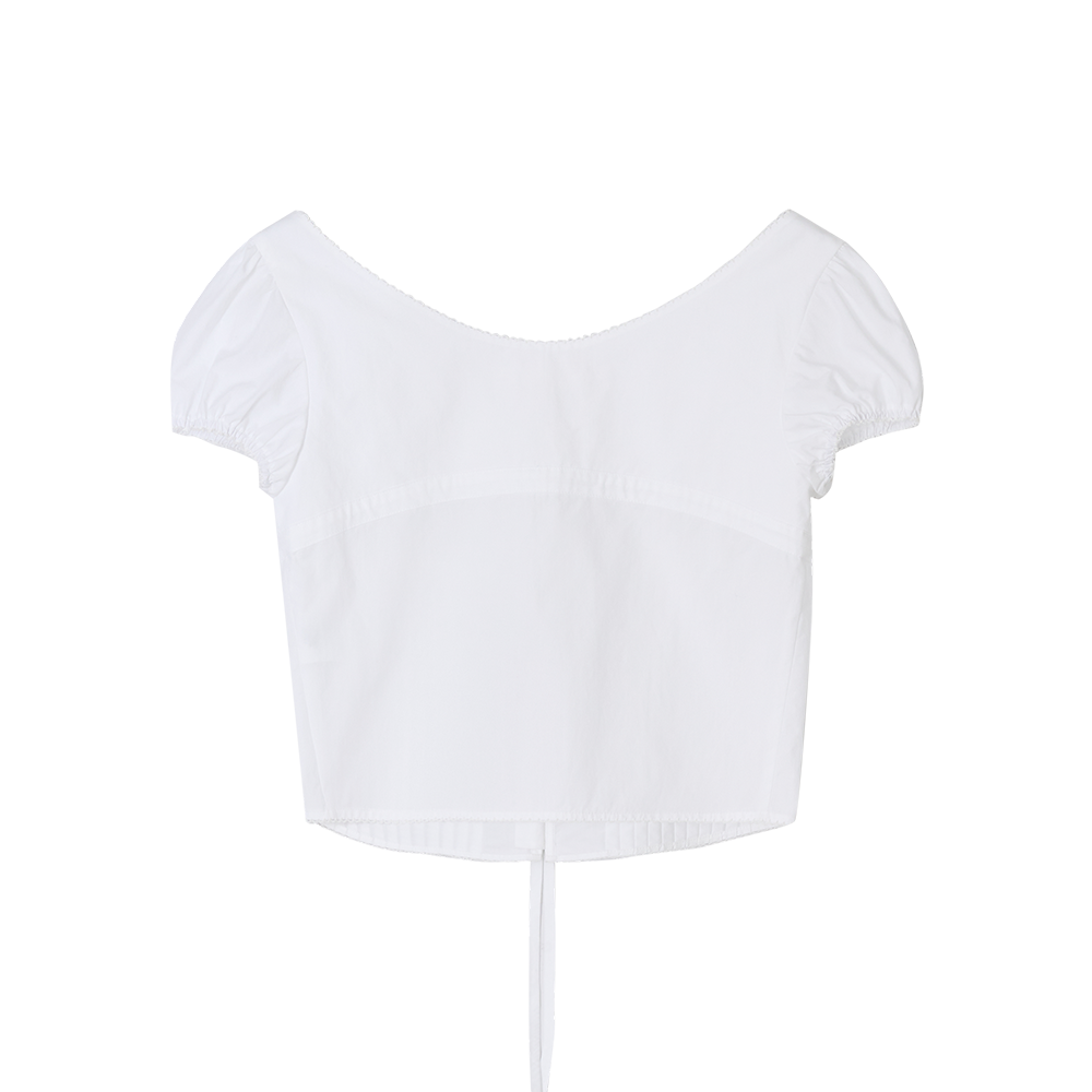 지비에이치 어패럴 핀턱 디테일 캡 슬리브 탑 / 화이트(GBH APPAREL Pintuck Detail Cab Sleeve Top / White) - 2